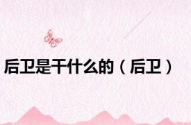 后卫是干什么的（后卫）