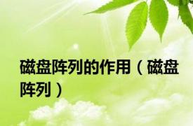 磁盘阵列的作用（磁盘阵列）