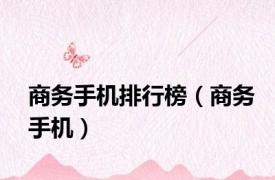 商务手机排行榜（商务手机）