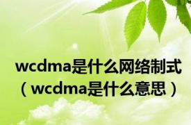 wcdma是什么网络制式（wcdma是什么意思）