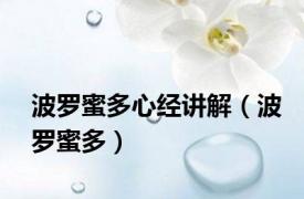 波罗蜜多心经讲解（波罗蜜多）