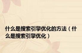 什么是搜索引擎优化的方法（什么是搜索引擎优化）
