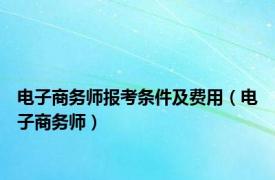 电子商务师报考条件及费用（电子商务师）