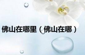 佛山在哪里（佛山在哪）