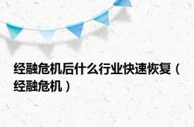 经融危机后什么行业快速恢复（经融危机）