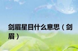 剑眉星目什么意思（剑眉）