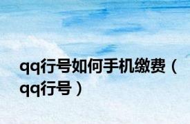 qq行号如何手机缴费（qq行号）