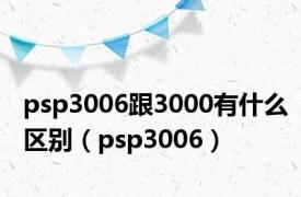 psp3006跟3000有什么区别（psp3006）