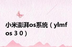 小米澎湃os系统（ylmf os 3 0）