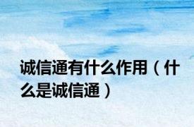 诚信通有什么作用（什么是诚信通）