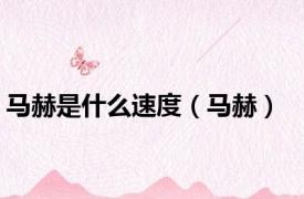 马赫是什么速度（马赫）