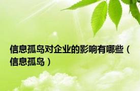 信息孤岛对企业的影响有哪些（信息孤岛）
