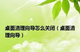桌面清理向导怎么关闭（桌面清理向导）