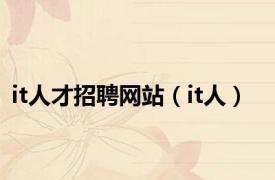 it人才招聘网站（it人）
