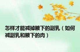 怎样才能减掉腋下的副乳（如何减副乳和腋下的肉）