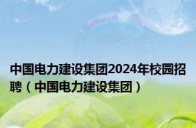 中国电力建设集团2024年校园招聘（中国电力建设集团）