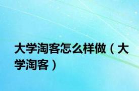 大学淘客怎么样做（大学淘客）