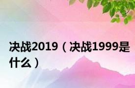 决战2019（决战1999是什么）