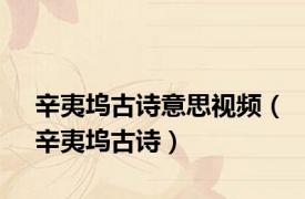 辛夷坞古诗意思视频（辛夷坞古诗）