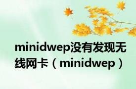 minidwep没有发现无线网卡（minidwep）