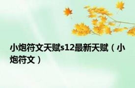 小炮符文天赋s12最新天赋（小炮符文）