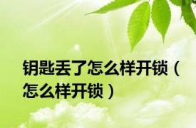 钥匙丢了怎么样开锁（怎么样开锁）