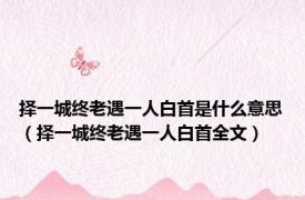 择一城终老遇一人白首是什么意思（择一城终老遇一人白首全文）