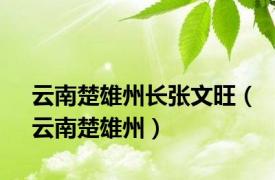 云南楚雄州长张文旺（云南楚雄州）