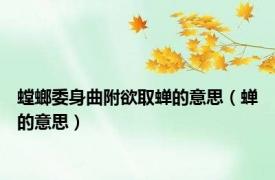 螳螂委身曲附欲取蝉的意思（蝉的意思）