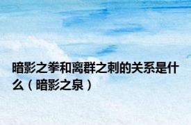 暗影之拳和离群之刺的关系是什么（暗影之泉）