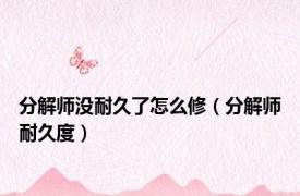 分解师没耐久了怎么修（分解师耐久度）