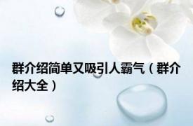 群介绍简单又吸引人霸气（群介绍大全）
