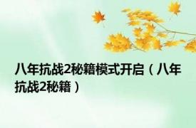 八年抗战2秘籍模式开启（八年抗战2秘籍）