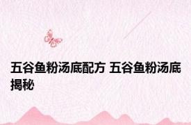 五谷鱼粉汤底配方 五谷鱼粉汤底揭秘 