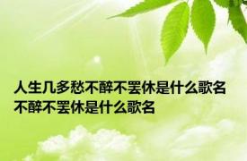 人生几多愁不醉不罢休是什么歌名 不醉不罢休是什么歌名 