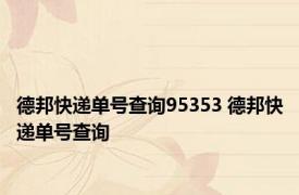 德邦快递单号查询95353 德邦快递单号查询 