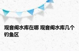 观音阁水库在哪 观音阁水库几个钓鱼区 