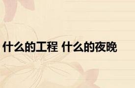 什么的工程 什么的夜晚 