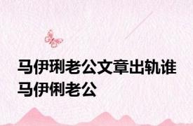 马伊琍老公文章出轨谁 马伊俐老公 