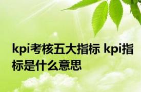 kpi考核五大指标 kpi指标是什么意思 