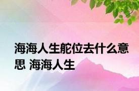 海海人生舵位去什么意思 海海人生 