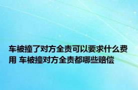 车被撞了对方全责可以要求什么费用 车被撞对方全责都哪些赔偿 