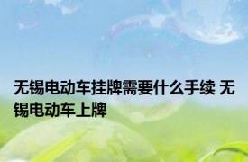 无锡电动车挂牌需要什么手续 无锡电动车上牌 