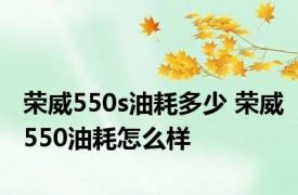 荣威550s油耗多少 荣威550油耗怎么样 