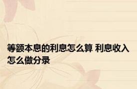 等额本息的利息怎么算 利息收入怎么做分录 