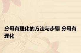分母有理化的方法与步骤 分母有理化 