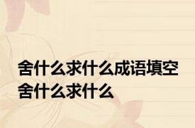 舍什么求什么成语填空 舍什么求什么