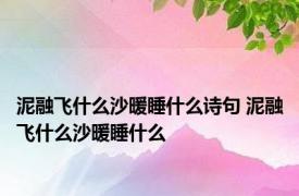 泥融飞什么沙暖睡什么诗句 泥融飞什么沙暖睡什么