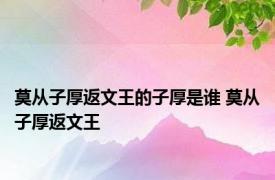 莫从子厚返文王的子厚是谁 莫从子厚返文王 