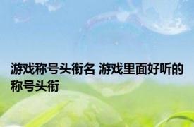 游戏称号头衔名 游戏里面好听的称号头衔 